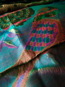 Dark green paithani saree