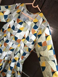 New Geometric Print Long Sleeve Anarkali kurti