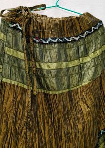Green &amp; Brown Ethnic Skirt