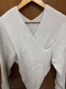 Ribbed Wrap Top Sweater