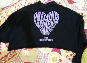 Black &#39;The Bright Side&#39; Cropped Long Sleeve