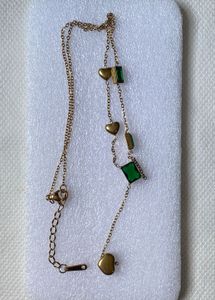 Gold plated Emerald &amp; Heart Necklace