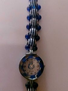Blue And White Beaded Womens Watch