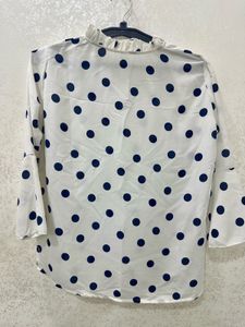 Polka Dot Shirt with Chinese Collar