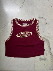 Cosmic Cowboy Maroon Crop Top