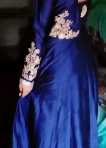 Full Length Navy Blue Front Open Gown