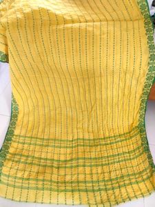 Taant Bengali Cotton Saree Bright Yellow