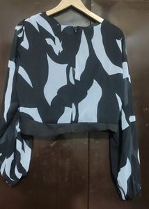 Black &amp; Grey Printed Crop Top For 36 Bust