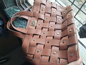 Brown Woven Tote Bag