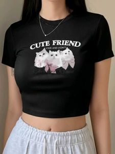 Cute Korean Graphic Crop Top