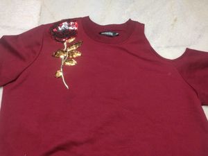 Sassafras Maroon Embellished Sweater