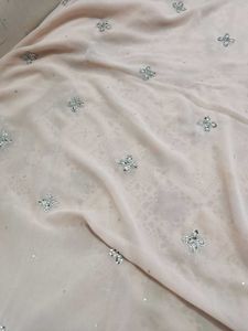 Light Peach Colour Stone Work Plazo Dupatta Sath