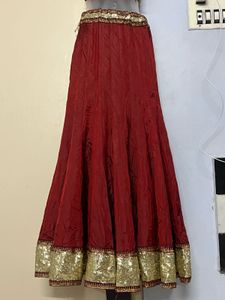 Marron &amp; Gold Lehenga Set