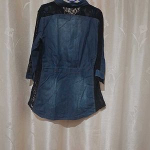 Combo Embellished Denim Button-Down