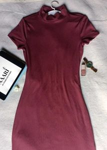 Ribbed Mock Neck Bodycon Dress