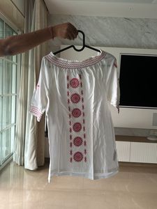 Embroidered Off-Shoulder Top