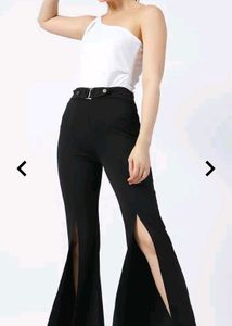 Stylish Black Slit Flare Pants
