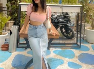 Denim Long Slit Skirt