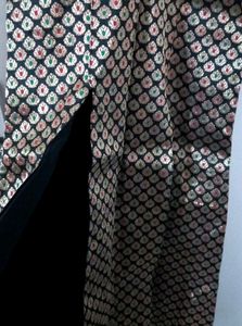 💥🆕️ Black Brocade Long Kurti With Slits (Sleeves Available)