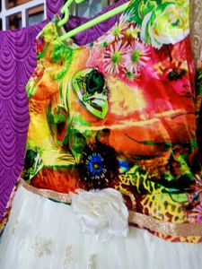 Peacock Designed White Frock🤍