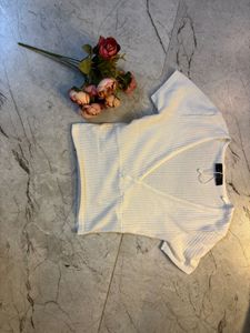 White Ribbed Crop Top- NOT WORN EVEN ONCE