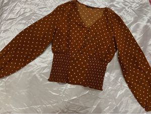 Brown Polka Dot Top