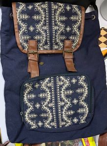 Navy Blue Cloth Bagpack