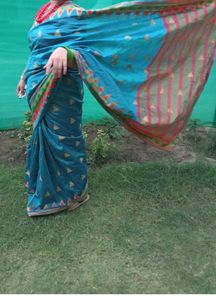 Perfect Blue Saree unused with blouse p