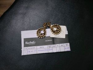 Kushals Polki Look Alike pearl Earrings .