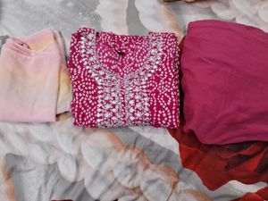 Neck Embroidered Suit With Dupatta