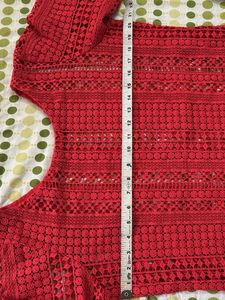 Red Crochet Knit Top