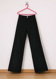 Wide Leg Black Denim Pants