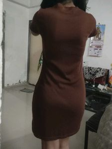 Brown T-Shirt Dress like bodycon knee length