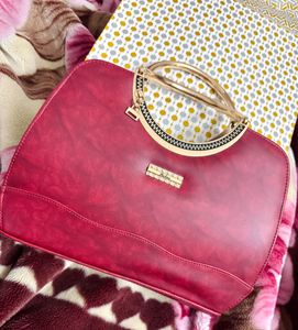 Burgundy Circle Handle Bag