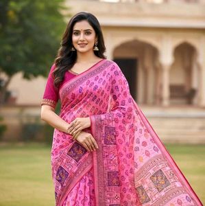 Pink Printed Saree