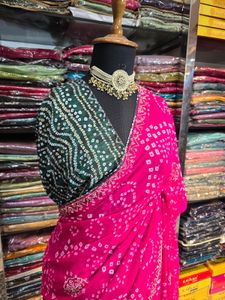 Rani Pink Bandhani Saree
