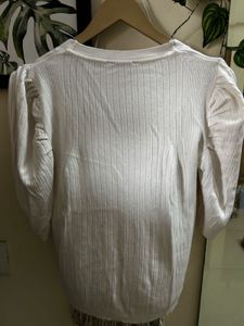 Cream V-Neck Puff Sleeve Top