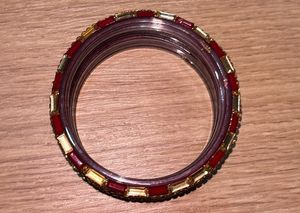 Red &amp; Gold Beaded Bangles - Set of 4