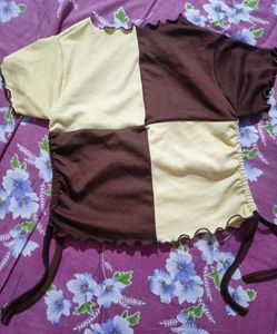 New Quadcolour Crop Top With Drawstring