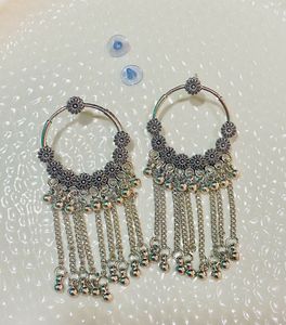 Silver Tone Floral Drop Earrings