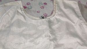 Round Neck 36 Bust Off White Blouse