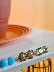 Metallic Earing + Cute Studs Combo✨