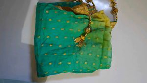 Green & Gold Fabric with Trim