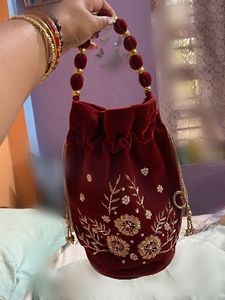 Elegant Maroon Velvet Potli Bag