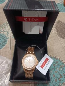 Titan Rose Gold Women&#39;s Watch with Crystals