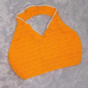 Tangerine Shaded Crochet Top