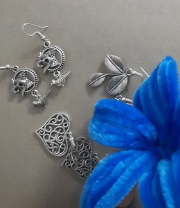 OXIDIZED SET OF 3 EARRINGS