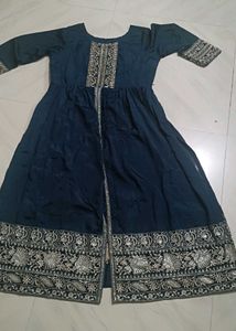 neavy blue gagra with long kurti