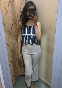 Chic Navy Striped Peplum Top – For the Modern Muse