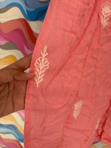 Peach Embroidered Kurta